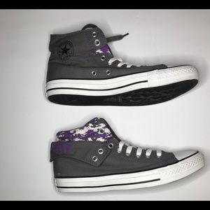 Camo all star gray and purple sneakers